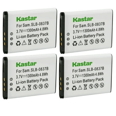 Kastar SLB-0837B Battery 4-Pack Replacement for Samsung SLB-0837B SLB-0837(B) Battery Samsung Digimax NV8 Digimax NV10 Digimax NV15 Digimax NV20 Camera