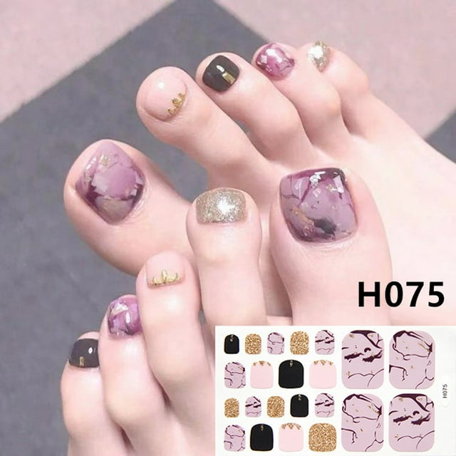 Fiudx Pegatinas En Uñas, Decoración Adhesiva Artística Duradera En Los Dedos Del Pie, Seguro para Pies, Uñas En Patrones Brillantes, Tiras En Esmalte Moda En Dedos Del Pie, Mujeres y Niñas, Combinaci