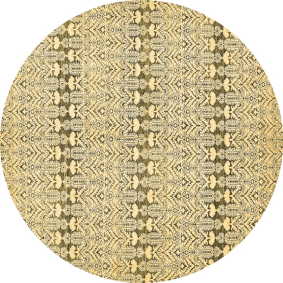 Ahgly Company Indoor Round Abstract Brown Modern Area Rugs, 5' Round