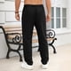 thumbnail image 3 of Ceisia Men's Casual Solid Color Cotton-Linen Drawstring Buttoned Straight-Leg Pants Black XXXL Gifts, 3 of 7
