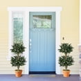 thumbnail image 4 of Costway 3 FT Artificial Double Ball Boxwood Topiary Tree Set of 2 Faux Bush Plant with 41 Blossoms Purple, 4 of 9