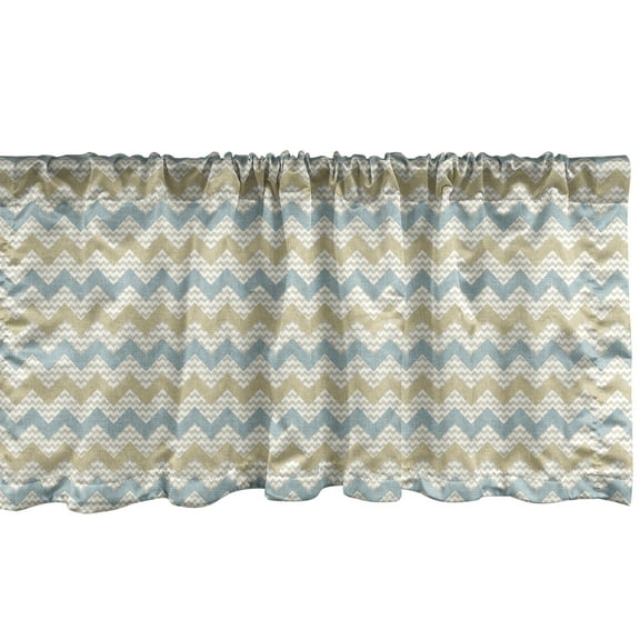 Ambesonne Beige Window Valance, Herringbone Line Pattern, 54" X 12", Beige Stale Blue Dust