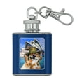 thumbnail image 1 of Sydney Opera House Australia Dog Rabbit Guinea Pig Stainless Steel 1oz Mini Flask Key Chain, 1 of 4
