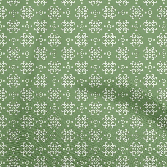 oneOone Cotton Cambric Green Fabric Block Sewing Material Print Fabric By The Yard 56 Inch Wide