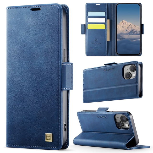 YEYKX for iPhone 14 Plus Funda para Teléfono Funda para Teléfono con Billetera Magnética de 6,7 Pulgadas Funda Protectora de Cuero con Función de Tarjetero Funda con Tapa a Prueba de Golpes,Azul