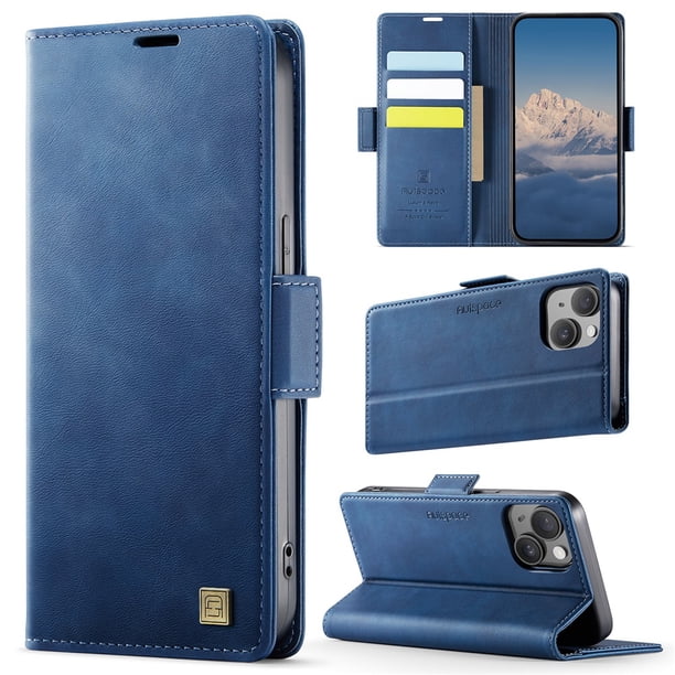 YEYKX for iPhone 15 Plus Funda para Teléfono Funda para Teléfono con Billetera Magnética de 6,7 Pulgadas Funda Protectora de Cuero con Función de Tarjetero Funda con Tapa a Prueba de Golpes,Azul