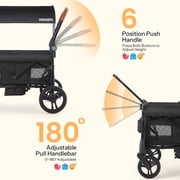 HARPPA Foldable Wagon Stroller for 2 Toddlers with Pull & Push Handle, Canopy, 32.9lbs, Black