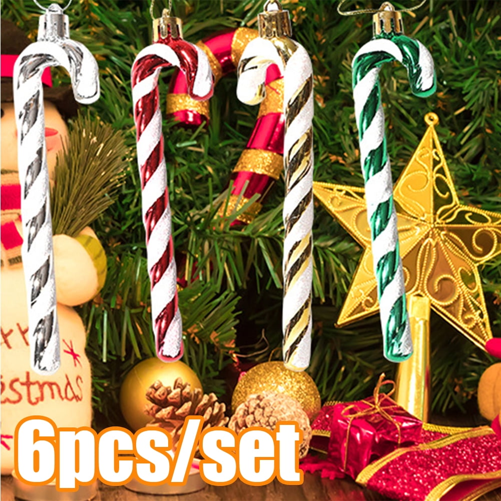 Travelwant 6Pcs/Set Christmas Plastic Candy Cane Christmas Twisted