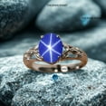 thumbnail image 2 of thejewelryart Blue Star Sapphire Ring 925 Sterling Silver and Gemstone Elegant Wedding & Engagement Ring Bridal Jewelry for Gift Gold 3.5, 2 of 5