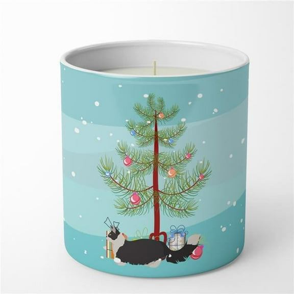 Carolines Treasures CK4660CDL 3.75 x 3.25 in. Unisex Napoleon No.2 Cat Merry Christmas 10 oz Decorative Soy Candle