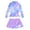 Light Purple Galaxy, variant on Girls Long Sleeve Rash Guard Swimsuit Set Kids 2-Piece Tankini UPF 50+ Swimwear with Skort Side Drawstrings Hem 6-12 Years