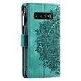 thumbnail image 3 of Feishell Zipper Wallet Case for Samsung Galaxy S10E,for Women Men,Stylish Embossed Pattern PU Leather Multi Card Slots Magnetic Clasp Flip Kickstand Crossbody Phone Case with Shoulder Strap,Green, 3 of 12