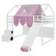 thumbnail image 6 of Harper & Bright Designs Low House Loft Bed with Slide and Storage Shelves, Wood Full Playhouse Loft Bed Frame with a Tent & Stairs, Full Storage Bed for Boys Girls, White, 6 of 15
