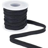 10 Yards Black Cord-Edge Piping Trim 3/8 inch Wide Flat Twisted Lip Cord Braid Ribbon