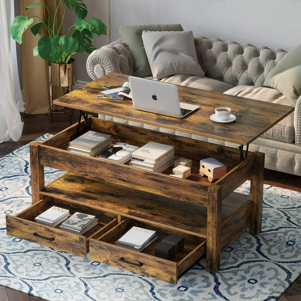 Rolanstar Coffee Table, 41.7" Lift Top Coffee Table with Drawers and