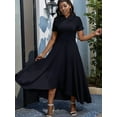 thumbnail image 6 of Women'S Elegant Casual Short Sleeve Work Party A-Line Dress Black XL, 6 of 9