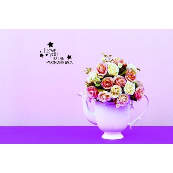 Living Room Art I Love You To The Moon And Back Text Lettering Quote 10 X20"