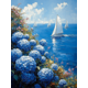 thumbnail image 1 of Qisvanset 12x16 Inch Sailboat Blue Hydrangea Canvas Wall Art, Coastal Nautical Trendy Dorm Home Wall Decor, 1 of 8