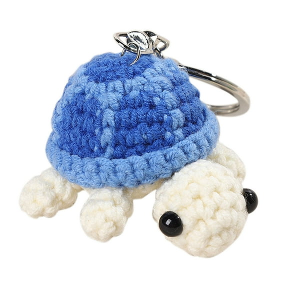 Blue Hand Knitted Turtle Keychain Crochet Doll Keyring Cute Animal Pendant For Backpack Bag Decoration Unique Gift For Kids And Friends Soft Yarn Craft Accessory