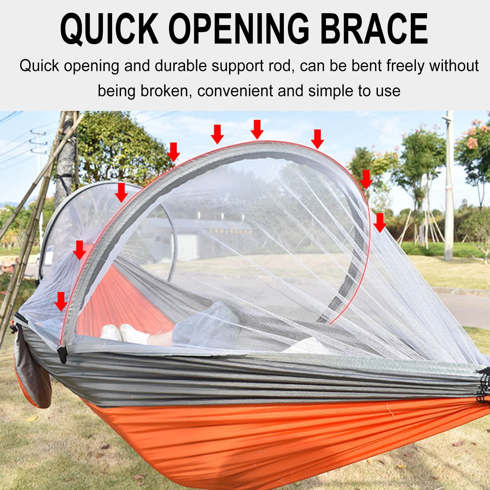 JMKQLZ Camping Hammock with Mosquito Net, Portable Double/Single Hammock, Easy Setup, Lightweight Hanging Bed for Indoor, Outdoor, Backpacking, Travel, Patio, Hiking