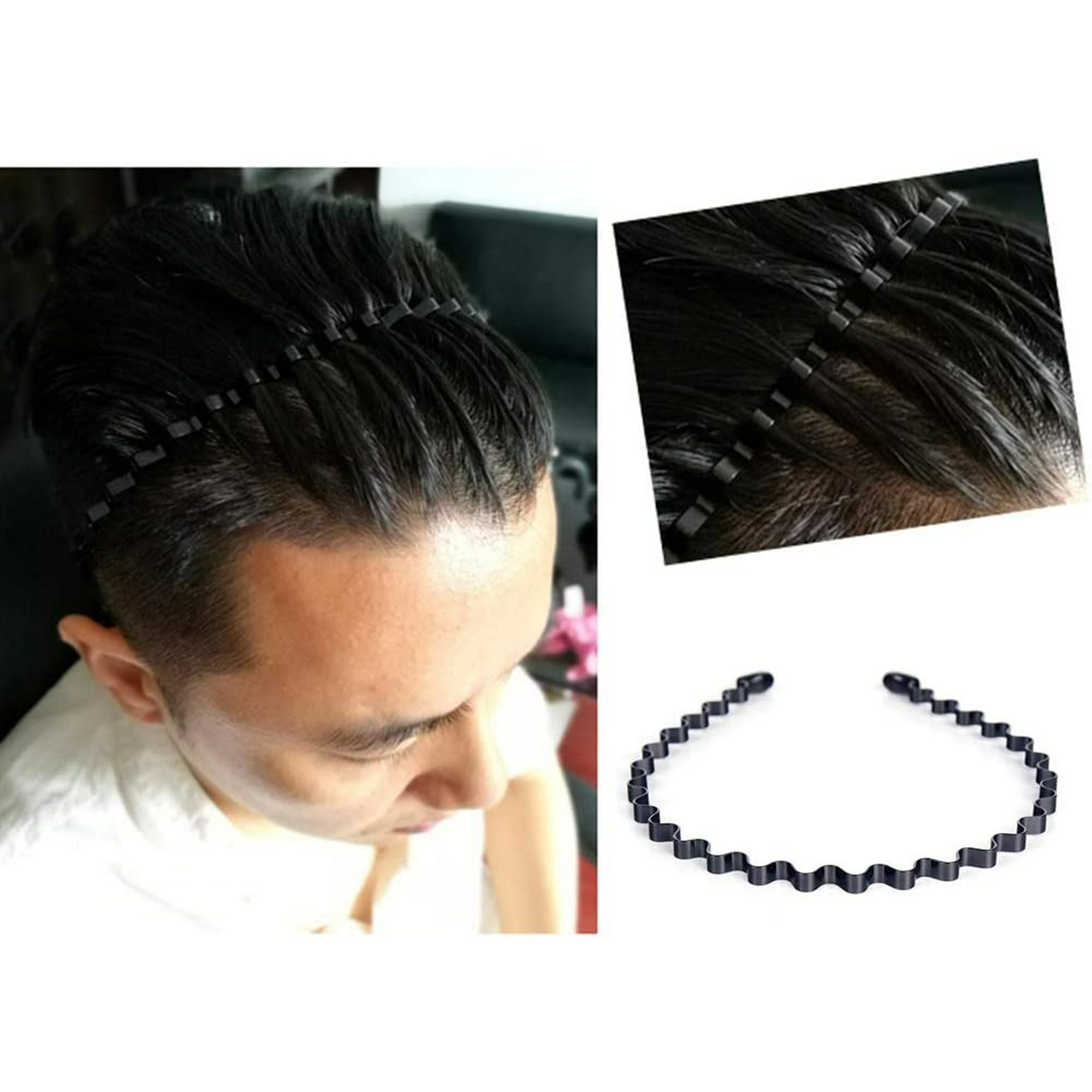 Men's Slicked Back Headband, Outdoor Sports Fashion Pigtail Hair Band/Never  Paint-shedding Metal Head Buckle Clip for Mens Long Hair, Braid and other Hair  Styles - Small Wave | Walmart Canada