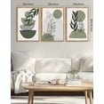 thumbnail image 5 of SHENIFY Large 24x36in3pcs Neutral Framed Green Boho Wall Art Botanical Sage Wall Decor Geometric Artwork for Living Room Bedroom, 5 of 7