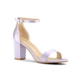 thumbnail image 1 of BLISSFUL STEP Women's Shoes Ankle Strap Buckle Block Heel Sandals Purple 8, 1 of 7