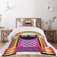 thumbnail image 3 of Ambesonne Cartoon Quilted Bedspread Set 2 Pcs, Vintage Music Notes, Twin Size, Orange Purple and Green, 3 of 6