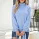 thumbnail image 3 of Suéter de cuello alto de punto para mujer, Jersey informal holgado con cordones de manga larga y farol a la moda para otoño e invierno, azul L, 3 of 6