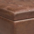 thumbnail image 3 of Shay 34 inch Wide Mid-Century Small Coffee Table Storage Ottoman in Distressed Saddle Brown Vegan Leather, 3 of 13