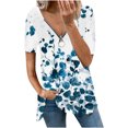 thumbnail image 2 of Camiseta suelta de manga corta con cuello en V informal con estampado de cremallera a la moda para mujer OAVQHLG3B Store lin121212, 2 of 4