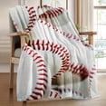 thumbnail image 2 of 1pc Baseball Throw Blanket, Bed Blanket, Warm and Comfortable Blanket, Suitable for Sofa, Bed, Office and Camping, Available All Year round, Birthday Gift Christmas Halloween Thanksgiving, 2 of 8