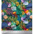 thumbnail image 1 of Soimoi Polyester Crepe Fabric Coral & Jellyfish Ocean Printed Craft Fabric by The Yard 52 Inch Wide, 1 of 1