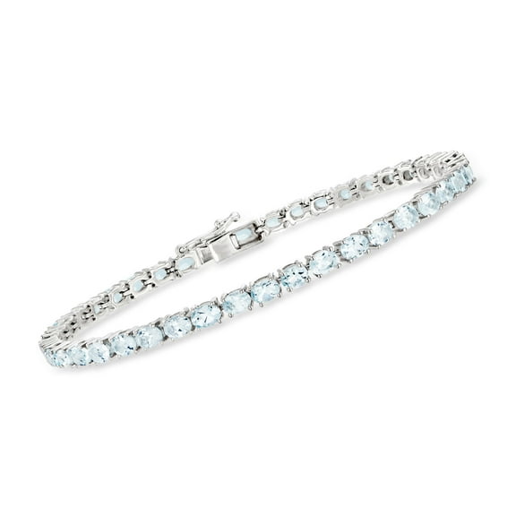 Ross-Simons 7.00 ct. t.w. Aquamarine Tennis Bracelet in Sterling Silver, Women's, Adult