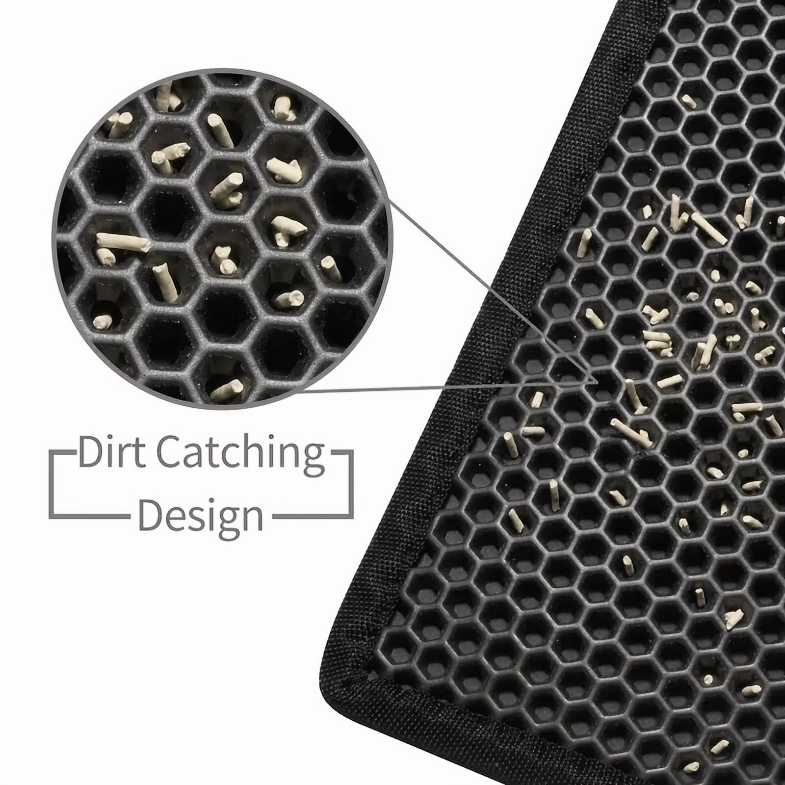 Double layer honeycomb cat litter mat - easy to clean, non-slip base - suitable for cat litter boxes and pet toilet areas
