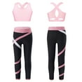 thumbnail image 6 of Venjoe Girls 2 Piece Dance Outfit Racer Back Crop Tank Sport Bra and Gymnastics Leggings Yoga Pants Pink 14, 6 of 6