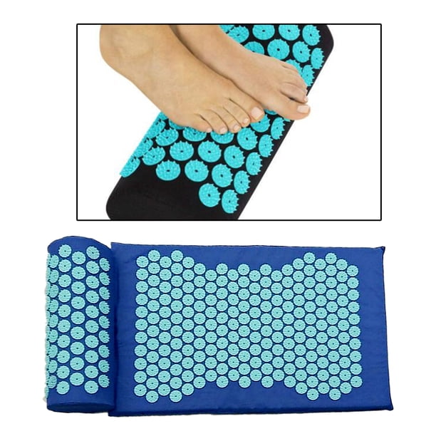 Juego de Colchoneta Y Almohada de Acupresión de Yoga - Colchoneta de Acupuntura de Extra Larga - Músculos Naturales de La Espalda, El Cuello Y , Azul Macarena Almohadilla de acupresión