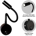 thumbnail image 3 of Black 3W Wall Reading Lamp, Flexible Adjustable Neck Wall Lamp in Aluminium, Bedside Lamp with LED Eye Care Switch, 3 of 4