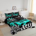 thumbnail image 3 of Erosebridal Cool Race Car Bedding King Comforter Set, Checkered Down Comforter, Speed Sports Decor, Reversible 3 Pieces, 3 of 7