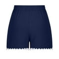 thumbnail image 4 of gbyLJF Summer Shorts for Women 2024 Fashion Floral Trim Drawstring Elastic Waist Palazzo Casual Vacation Shorts Navy M, 4 of 5
