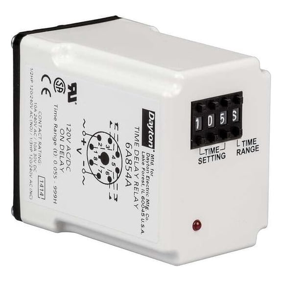 Dayton SinFunTimeDelayRelay, 24VAC/DC, 8Pins 5DPZ8