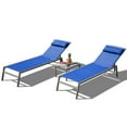 thumbnail image 5 of Domi Outdoor Living 3-Piece Adjustable Pool Lounge Set, Steel Textilene Sunbathing Chairs with Headrest (2 Blue Chairs W/Table), 5 of 7