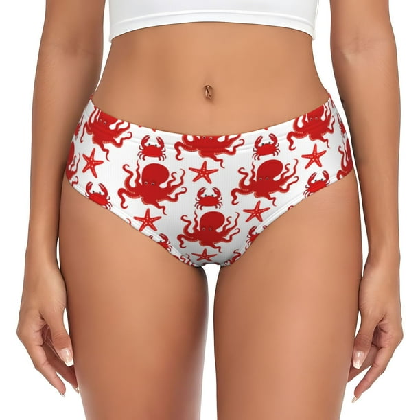 Fotbe Octopus Calzones Estampados para Mujer – Ropa Interior de Algodón, Cómoda, Suave y Elástica-Medium