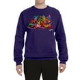 thumbnail image 2 of Wild Bobby, Colorful Rainbow Cat Animal Lover Unisex Crewneck Graphic Sweatshirt, Purple, X-Large, 2 of 3