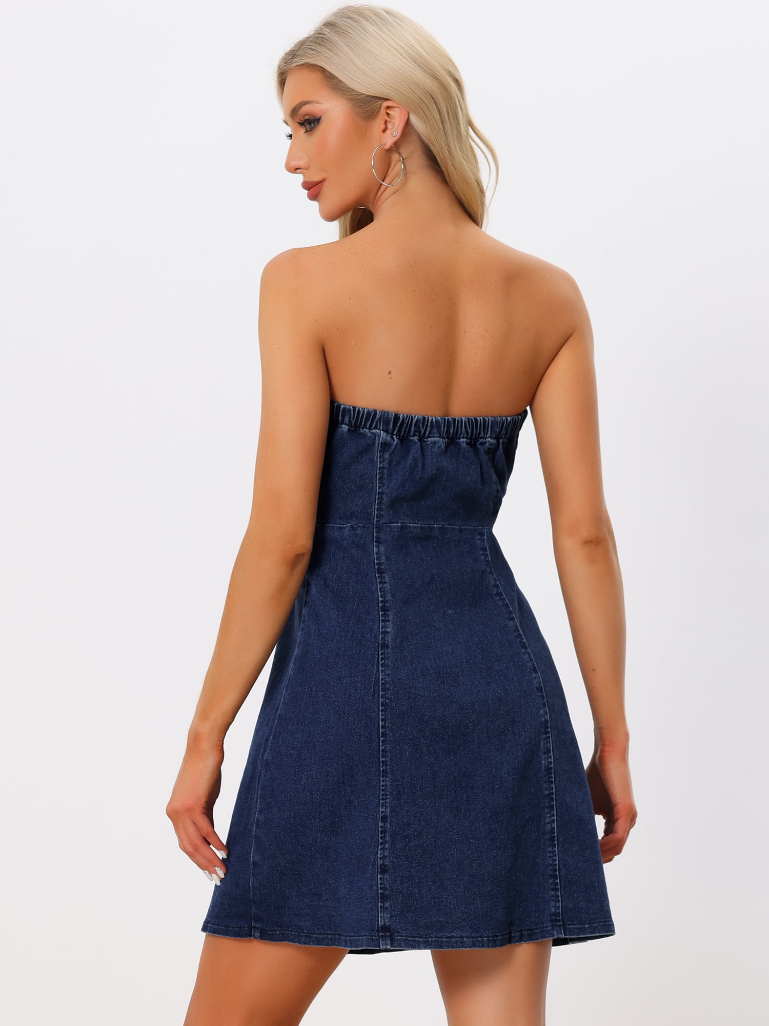 DARING DIVA Sleeveless Stapless Denim Dress Mini Dress XL Dark Blue