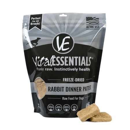 UPC: 0840199636419 | Vital Essentials Freeze Dried Dog Food  Rabbit Dinner Patties 14 oz