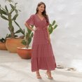 thumbnail image 3 of IWEMEK Maxi Dress for Womens Bohemian Summer Casual Trendy Fairy Dresses Fashion Swing Pom Pom Pink Semi Formal Outfits, 3 of 6