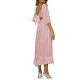 thumbnail image 6 of Franhais Women Summer Dress, Midi Lantern Sleeve Plain Square Neck Back Tie-Up Dress, 6 of 9