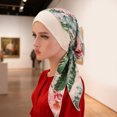 thumbnail image 2 of Suodoka Patterned Faux Silk Bandana Women Satin Elastic Head Scarf - Green Leaves, 2 of 9