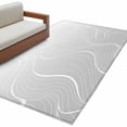 thumbnail image 2 of 3x5 Area Rugs, Grey Geometric Non-Skid Rubber Backing Large Rectangle Rugs - Living Room Bedroom Home Office, Modern White Stripe Abstract Distortion Art Indoor Floor Mat Carpets Washable Rug, 2 of 9